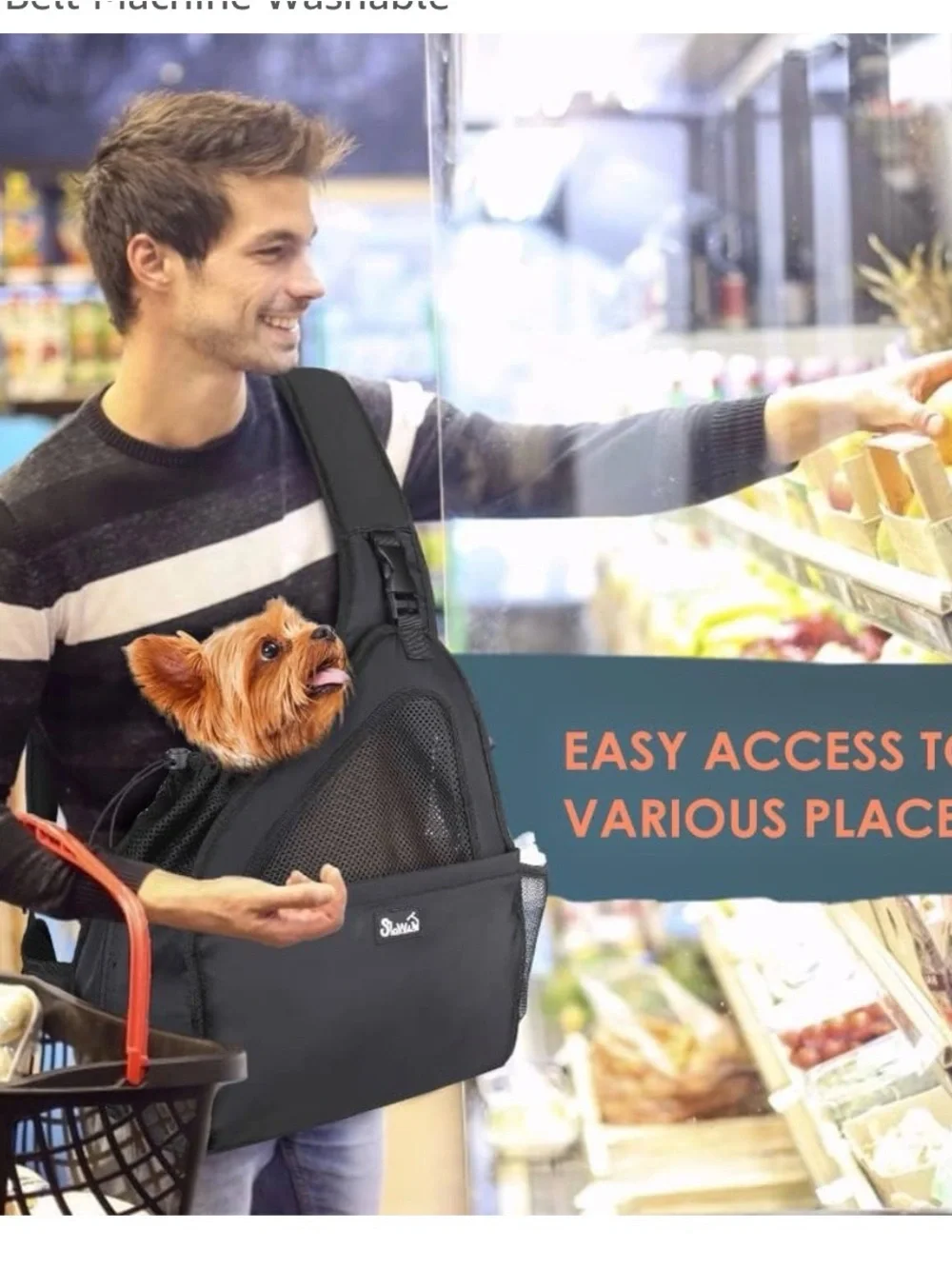 SlowTon Black Pet Dog Sling Carrier with Hard Bottom